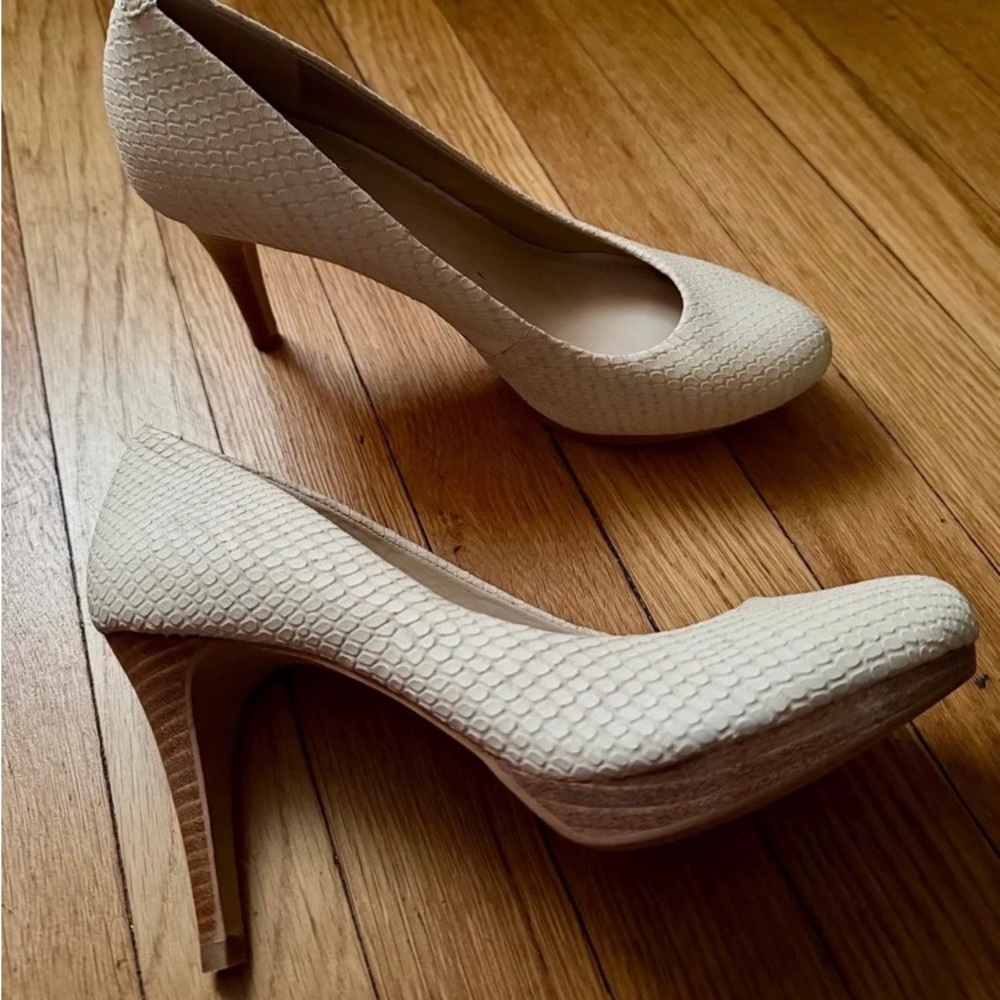 Vince Camuto Textured Cream Heels